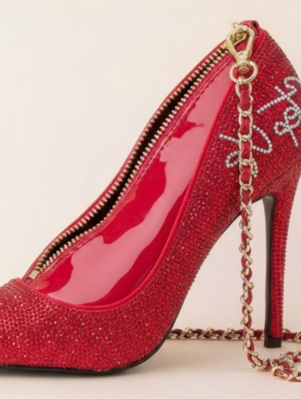 Aldo Stilletto Step Up Red Glitter With Love Shoe Crossbody - Picture 1 of 9